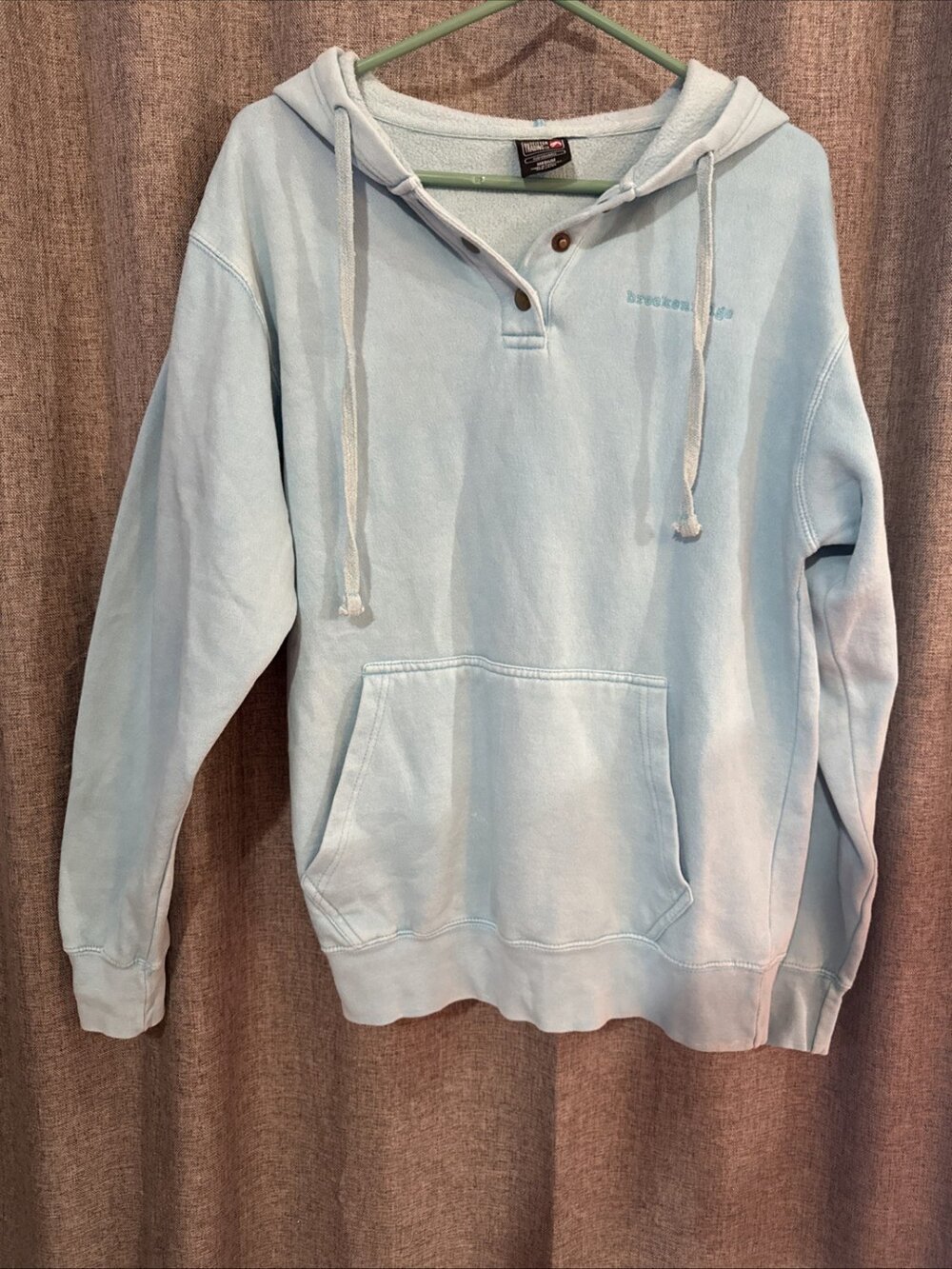 Women’s Outfitter Trading Company Blue Hooded Quarter Button Medium